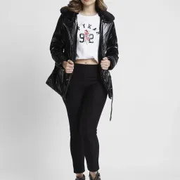 Spykar Black Regular Fit Puffer Jacket image 4