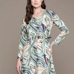 Moda Rapido Abstract Print Tie-Up Wrap Dress-picture-9
