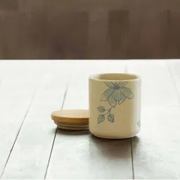 ellementry Fiore Beige Ceramic Container with Lid ( ml) - Set of 1 image 2