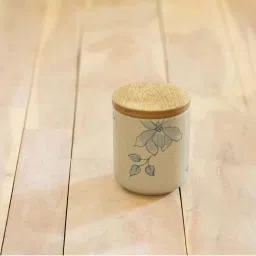 ellementry Fiore Beige Ceramic Container with Lid ( ml) - Set of 1 image 3