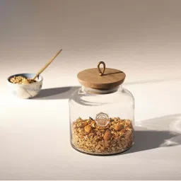 ellementry Madin Transparent Glass Jar with Lid ( ml) - Set of 1 image 1