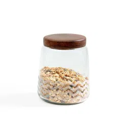 ellementry Transparent Glass Jar with Lid ( ml) - Set of 1 image 1