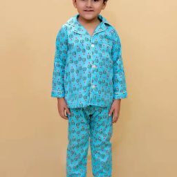 Biglilpeople Unisex Blue Printed Full Sleeves Shirt with Pants-image-33