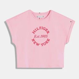 TOMMY HILFIGER Girls Pink Sugar Cotton Printed T-Shirt-image-12