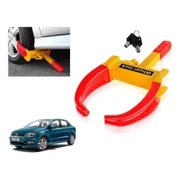 Auto Pearl Claw Type Adjustable Anti Theft Yellow, Red Wheel Clamp Lock for Tata Aria-21