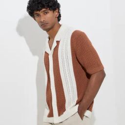 Ascot by Westside Rust Crochet-Detailed Relaxed-Fit Cotton Shirt-60