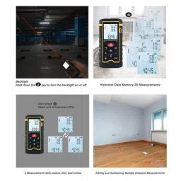 MCP 4 Line/9 Key/197 ft./2362 inch LCD Laser Distance Meter (Black) image 4