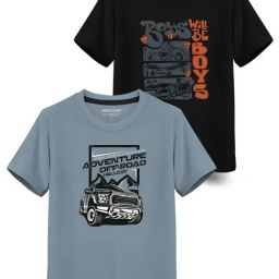 HELLCAT Kids Black & Grey Printed T-Shirt (Pack Of 2)-image-39