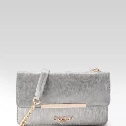 Carlton London Natalie Silver Textured Medium Cross Body Bag-image-47