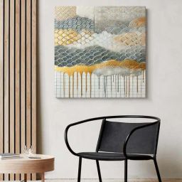 999Store Grey Canvas Modern Metallic Abstract Painting-7
