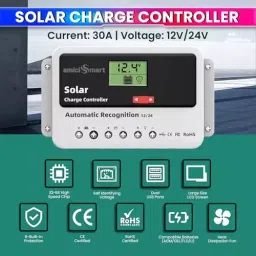 amiciSmart Solar Charge Controller 30 Amp 12 V/24 V with LCD Display & USB Port for Lead Acid & Lithium Batteries 0.78 kW, 1x30A-SOLAR-CTRL image 3