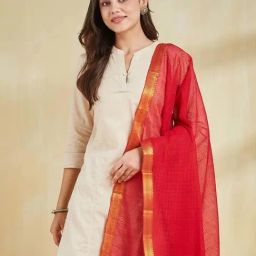 Fabindia Red Regular Fit Woven Dupatta image 4