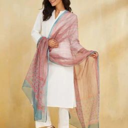 Fabindia Blue Regular Fit Printed Dupatta-picture-23