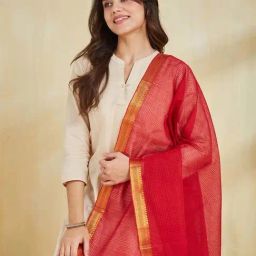 Fabindia Red Regular Fit Woven Dupatta image 3