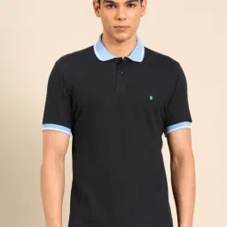 Linen Club Black Slim Fit Polo T-Shirt-picture-33