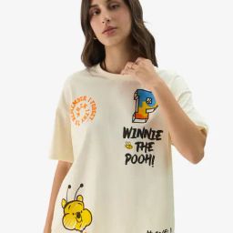 The Souled Store White Cotton Graphic Print Oversized T-Shirt-image-88