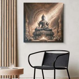 999Store Brown Canvas Wrapped Painting Of Buddha In Temple Glow-image-90