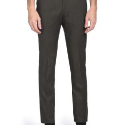 Arrow Dark Brown Regular Fit Heathered Trousers-image-74