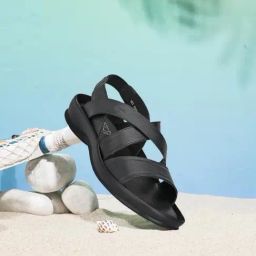 Hitz Men's Black Sling Back Sandals-image-66