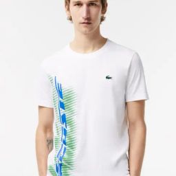 Lacoste White Cotton Regular Fit Printed Sports T-Shirt-image-26