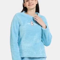 Zivame Blue Printed Sweatshirt-image-4