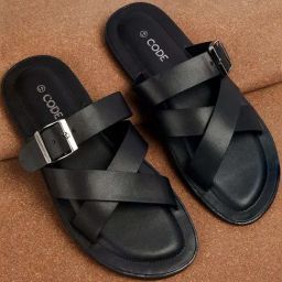 Code by Lifestyle Men's Black Cross Strap Sandals-picture-21