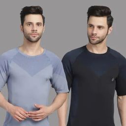 Vimal Jonney Black & Grey Regular Fit Sports T-Shirt-image-102