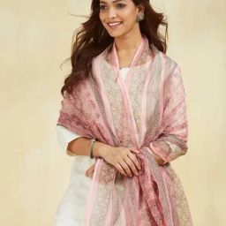 Fabindia Pink Printed Dupatta image 3