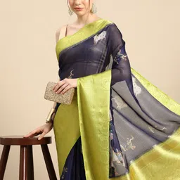 Silk Land Kalamkari Printed Zari Pichwai Muga Silk Saree-picture-11