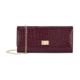 Lavie Burgundy Textured Medium Wallet for Women-image-10