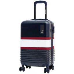 Nasher Miles Mexico Navy Blue & White 8 Wheels Small Hard Cabin Trolley Bag - 55cm-17