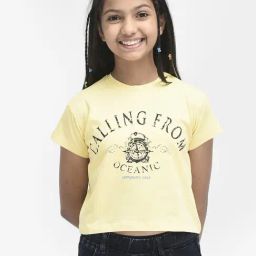 Crimsoune Club Kids Light Yellow Printed T-Shirt-image-98