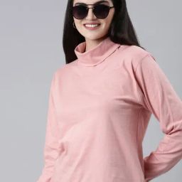 Kryptic Pink Cotton Turtle Neck Top-image-15
