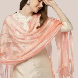 Dupatta Bazaar Peach Striped Dupatta image 4
