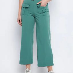 MADAME Green Straight Fit Mid Rise Trousers-picture-21