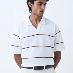 WES Casuals by Westside White Relaxed-Fit Cotton-Blend Polo T-Shirt-picture-25