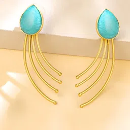 Yellow Chimes Gold Plated Contemporary Drop Earrings-image-33