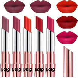 VOLO Set Of 5 Creme Matte Lipsticks -Plum -Rose Pink -Coral-Tomato Red-Passion Pink-53