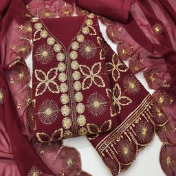 Lilots Silk Georgette Unstitched Dress Material-image-88