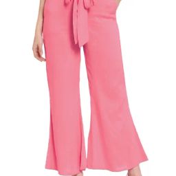 PATRORNA Light Pink Mid Rise Relaxed Fit Bootcut Trousers-image-69