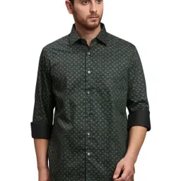 ColorPlus Green Cotton Regular Fit Printed Shirt-picture-29