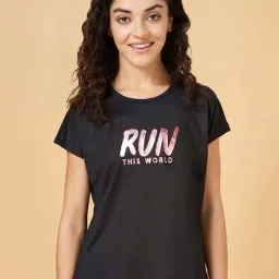 Ajile by Pantaloons Black Graphic Print Sports T-Shirt-image-24