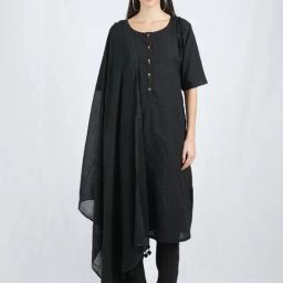Banana Labs Black Monochrome Edit Cotton Essentials Straight Kurta-image-83