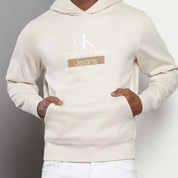 Calvin Klein Eggshell Regular Fit Printed Hooded Sweatshirt-image-17