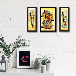eCraftIndia Set of 3 Abstract Object Satin Matt Texture UV Art Painting image 1