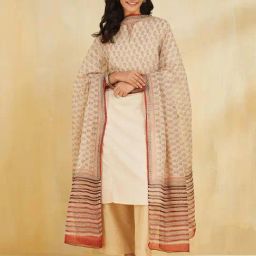 Fabindia Beige Regular Fit Printed Dupatta-picture-12