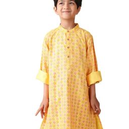 Fabindia Kids Yellow Printed Full Sleeves Kurta-image-40