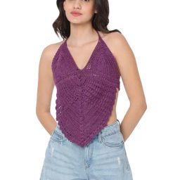 Smarty Pants Lilac Self Design Crochet Bikini Top-picture-31