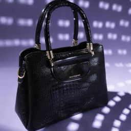 HauteSauce Black Croc Textured Medium Leather Handheld Handbag-12