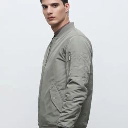 SELECTED HOMME Light Green Regular Fit Bomber Jacket image 3